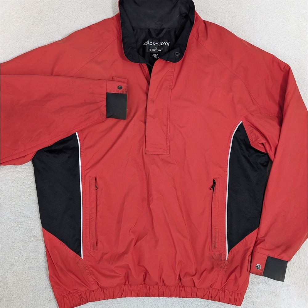 Dryjoys By Footjoy Half Zip Golf Rain Pullover Jacket Mens Med Big Logo Laminate